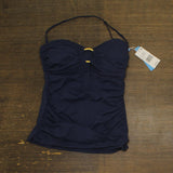 Bleu Rod Beattie Draped Bandini Swimsuit Top with Ring Detail Midnight Blue 6