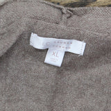 LC Lauren Conrad Womens Woven Trim Tie Side Open Front Cardigan Brown XL