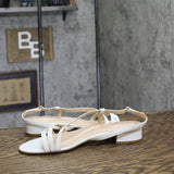 Easy Spirit Glenni Block Heel Strappy Sandals SEGLENNI White Leather 9.5W
