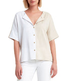 H Halston Womens Colorblocked Elbow-Sleeve Blouse HHWS2210045