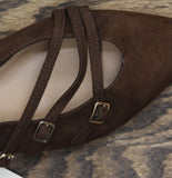 A New Day Womens Twiggy Multi Buckle Mini Heel Flats Block 94303758 Brown 7.5M