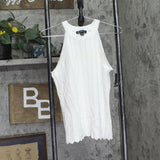 INC International Concepts Womens Novelty Stitch Halter Top Washed White M