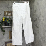 Calvin Klein Womens Pinstriped Belted Pleated Linen Blend Pants Khaki White 16