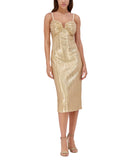 Siena Womens Sequined Spaghetti Strap Sweetheart Neck Midi Dress Gold Yellow 8