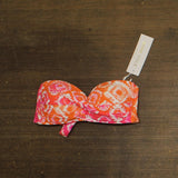 Anne Cole Foulard Twist Bandeau Bikini Swim Top Tie Dye Foulard Orange Multi XS