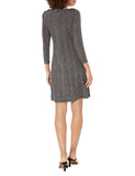Tommy Hilfiger Womens Metallic Knit Long Sleeve Shift Dress Black / Silver 8