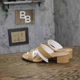 Style & Co. Victoriaa Double Band Block Heel Dress Sandals Cork Brown 6.5M