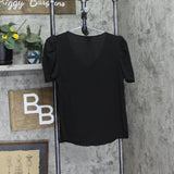 Vince Camuto Womens Bloom Popover Blouse Shirt Top 653440 Rich Black XS
