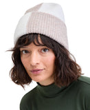 On 34th Womens Brushed Rib Colorblocked Beanie Rolled Cuff Tan Brown / White