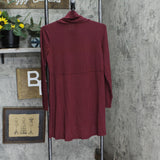 Lisa Rinna Womens Long Sleeve Turtleneck Mini Ribbed Shirt Maroon Red XSP