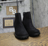 Sun + Stone Womens Morghan Lug Sole Block Heel Booties Black Microsuede 8M