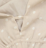 A New Day Chiffon Short Sleeve Maxi A Line Polka Dot Dress Tan Brown / Cream M