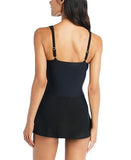 Beyond Control Womens Grommet-Detail Square-Neck Swim Dress Black 16