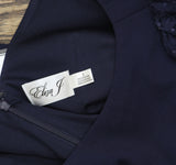 Eliza J Womens Sequined Puff-Sleeve Boat-Neck Sheath Dress EJ4M3056 Navy Blue 2