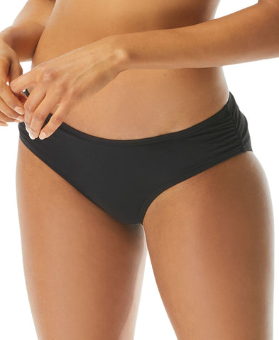 Coco Reef Womens Ruched Hipster Classic Solid Shirred Bikini Bottom Black 2XL