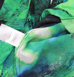 DKNY Womens Printed Sash Tie V Neck Tulip Hem Midi Dress Black / Green 6