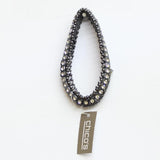 Chico's Elastic Stretch Interlocked Beaded Bracelet Black / Silver