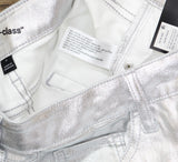 Art Class Girls High-Rise Baggy Metallic Wide Leg Denim Pant Silver Gray 12