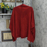 Anne Klein Womens Ribbed Trim Tunic Poncho Sweater 23000008 Titan Red L/XL