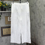 Dotti Womens Cotton Openwork Dot Drawstring-Waist Pants 85289 White XL