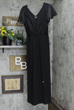 Luxology Womens V-Neck Front Back Tie Jumpsuit 165b48d44a9590 Black S