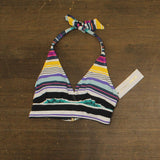 Anne Cole Barcode Stripe Halter Bikini Top Swim Barcode Stripe Blue Multi S