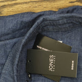 Jones New York Womens Chop Pocket Tie Denim Collared Dress Dark Wash Blue XL