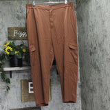 Bar III Trendy Satin Cropped Cargo Pants 100193656WN Root Beer Brown 3X