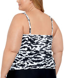 Swim Solutions Plus Size Blouson Underwire Tankini Swim Top Black / White 20W