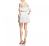 Aqua Womens Crochet-Inset Ruffled Eyelet Dress IDB72431 White M