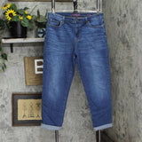 Gloria Vanderbilt Ladies Womens Cuffed Boyfriend Jeans Dark Denim Blue 12