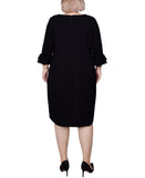 Ny Collection Womens Textured Knit Plus Size Dress WTXD4237D Black 3X