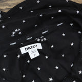 DKNY Womens Notch Collar 2-Piece Long Sleeve & Pant Pajama Set Black M
