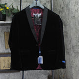 Gito Vitale Slim Fit Velvet Shawl Lapel Unhemmed Tuxedo Suit Set Black 46S / 40W