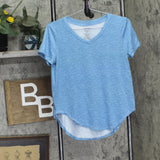 Roudelain Womens V-Neck T-Shirt & Jogger Pants Pajama Set Niagara Blue S