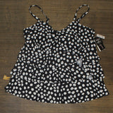 Island Escape Plus Size Printed Triple-Tiered Underwire Tankini Top Black 18W
