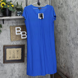 Antthony Womens Double V-Neck Solid Midi Dress 695066-Petite Sapphire Blue PM
