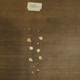 Erica Lyons Womens Long Beaded Coin Doubled Necklace Gold Multi 33.5" + 3"