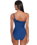 Lauren Ralph Lauren One-Shoulder One Piece Ruched Swimsuit Sapphire Blue 14