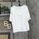Ny Collection Womens Petites Honeycomb Embellished Blouse PHOU1641 White PL