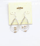 Ear Sense Layered Bead Hoop Drop Earrings Gold / Silver Gray 2.75"