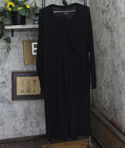 Cuddl Duds Soft Stretch Wrap Over Dress A691506 Black 1X