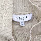 Gilli Womens Turtleneck Acrylic Sweater Light Brown Black Stripes 3X