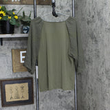 Calvin Klein Womens 3/4 Chiffon Sleeve Mixed Media Blouse Caper Green XL