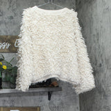 Woolrich X TGT Loopy Fuzzy Yarn Crewneck Pullover Sweater Cream Off White L