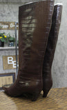 INC International Concepts Mid-Heel Knee High Boots Kitten Heel Brown Croc 12M