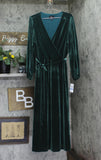 Msk Womens Long-Sleeve Stretch Velvet Dress 93017220X Emerald Green XL
