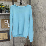 Unbranded Womens Rolled Neck Long Sleeve Sweater Blue See Measurements