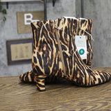 A New Day Womens Tigris Boots Block Heel 94568630 Tiger Print Brown 9M