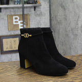 Bella Vita Womens Genuine Suede Leather Diaz Block Heel Bootie DIAZ Black 8.5M